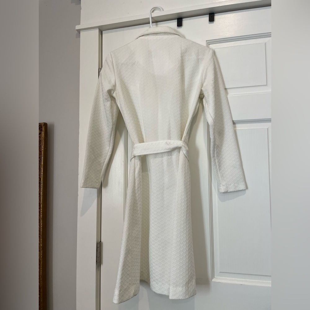 Vintage White Button Down Collared Long Sleeve Dress with Belt Pretty Pam - Picture 8 of 8